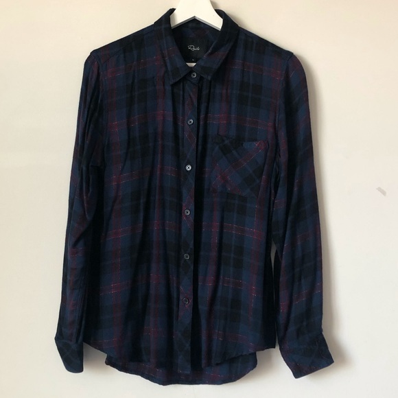 Rails | Hunter Midnight Merlot Gold Flannel Shirt - Picture 2 of 9